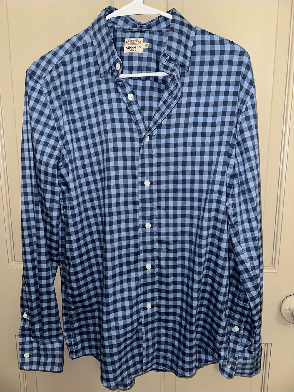 Faherty Men’s Blue Gingham Check Button Down Shirt Size Small